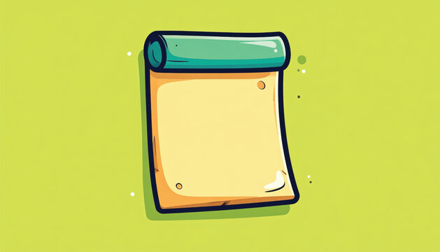 Yellow cartoon scroll paper note.