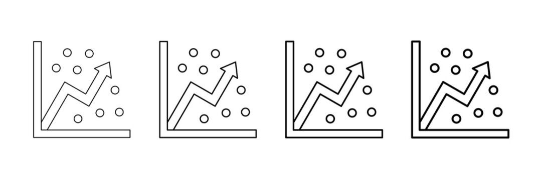 Regression Model Icons Vector Set In Different Stroke Line Style