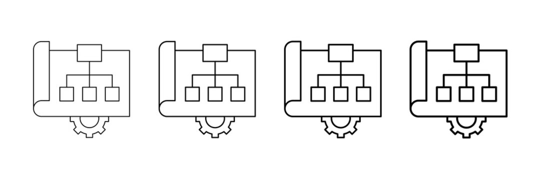 Classification Model Icons Vector Set In Different Stroke Line Style