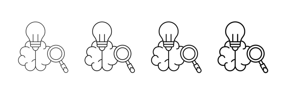 Smart Analytics Icons Vector Set In Different Stroke Line Style