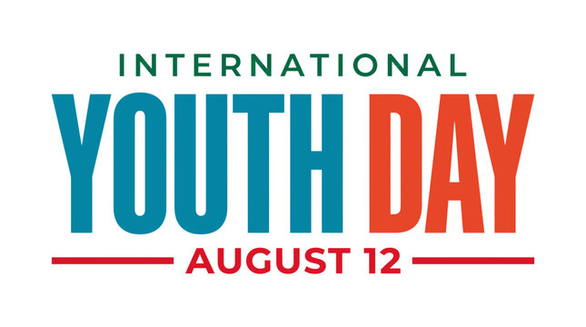 Clean and modern typographic banner design for International Youth Day August 12.