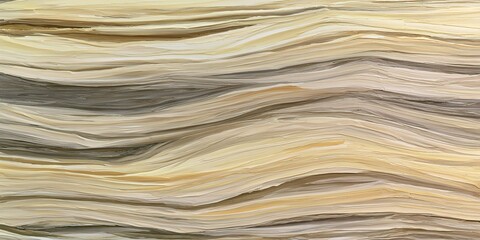 Fototapeta premium Layered Horizontal Stripes Abstract Curved Irregular Organic Light Beige Pale Yellow Muted Brown Textured Brushstrokes Fabric Rippling Water