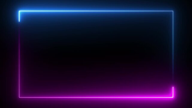 Animation of glowing neon rectangles abstract background. abstract glowing blue neon rectangle border frame. tow ton rectangle picture frame concept.