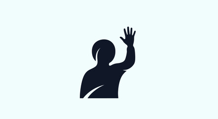 Greeting figure silhouette waving hello. © vuy