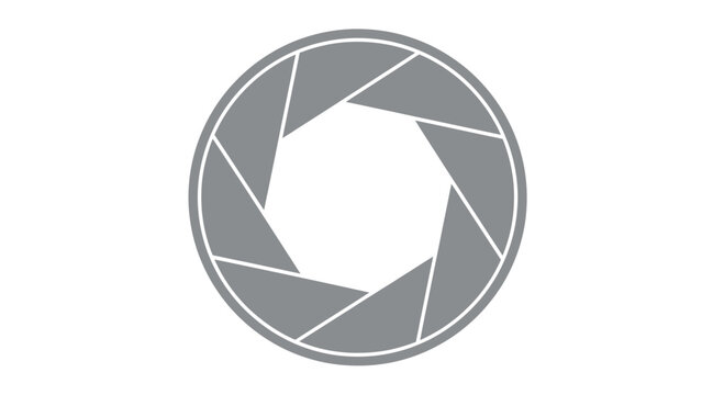 Grey camera aperture shutter blades photography icon.