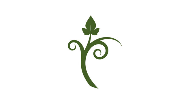 Green vine plant leaf logo icon with elegant curves.