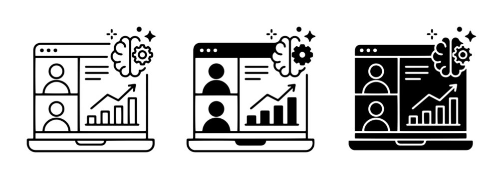 3 Video Call and Analytics Icons, UI and web interface design
