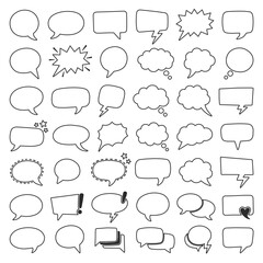 Fototapeta premium Blank speech balloons with stars exclamation mark and heart collection