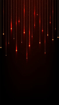 Abstract digital background featuring glowing red and orange vertical lines with hanging light particles on a dark gradient backdrop, futuristic tech concepts and modern wallpaper designs
