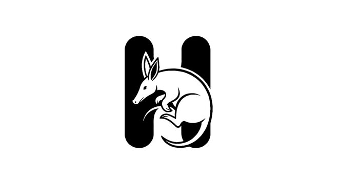Stylized Aardvark Logo Design in Black and White.