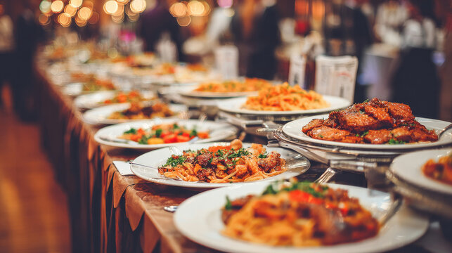 Abundant Buffet Spread Featuring Various Delicious Dishes Ready for Guests.