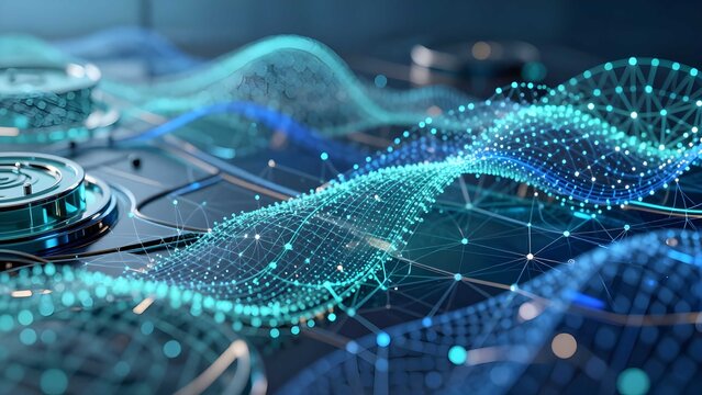 Advanced digital technology background with abstract network, innovation and data streams