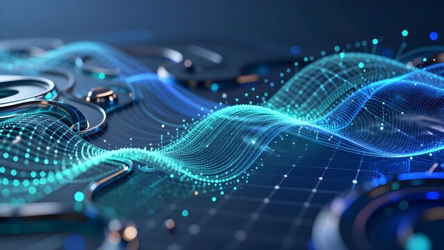 Abstract cyber connection featuring innovative digital technology and dynamic network structures