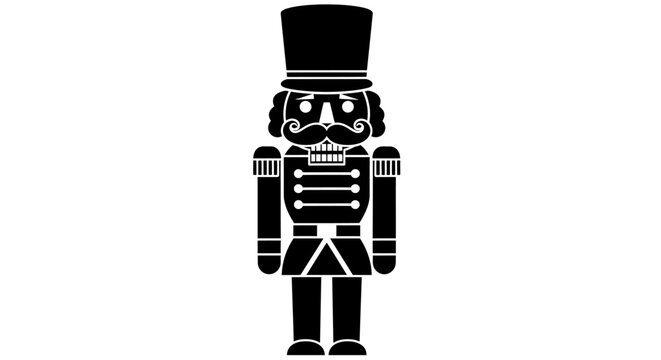 Black and white nutcracker soldier toy, Christmas decoration vector, toy soldier icon, festive character illustration