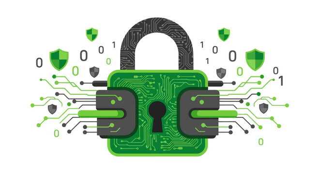 Digital Padlock Circuit Board Security Concept.