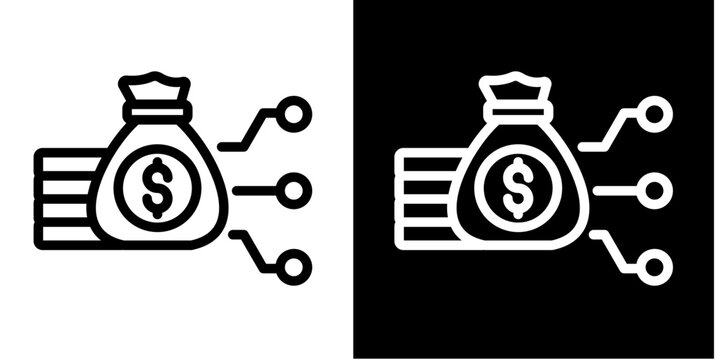 Digital Wallet   Icon Set White Line Style Collection