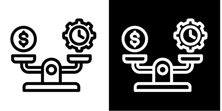 Cost Balance   Icon Set White Line Style Collection