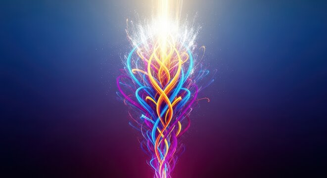 Dynamic abstract representation of energy surging upward with explosive light and vibrant colors, symbolizing accelerated progress and power increase, energy, dynamic, rising