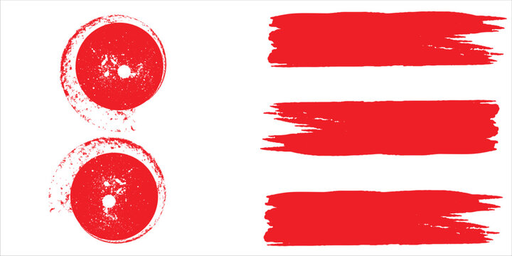 Straight red ink vector lines pack. Bloody color long and round hand-drawn brushstroke text highlights, frames, circles. Vector Dynamic ink vector,straight