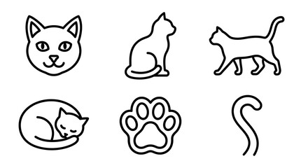 Naklejka premium Vector cat icons on colorful background