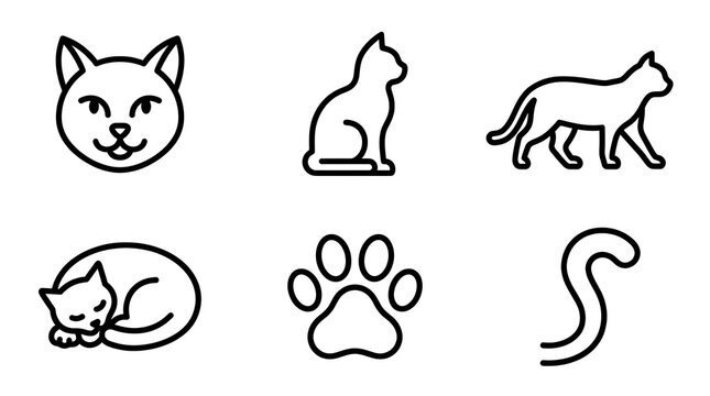 Vector cat icons on colorful background