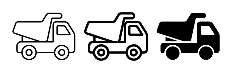 Dump Truck Icons, Construction Vehicle Graphics, Heavy Machinery Vector Set © OntorDesigner
