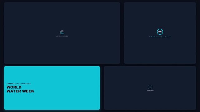 World Water Week infographic dashboard layout with data visualization panels