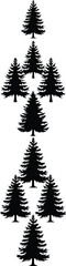 Obraz premium Black pine tree silhouette against evergreen tree conifer