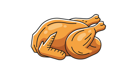 Obraz premium Whole Roasted Chicken Illustration