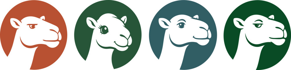 Fototapeta premium Llama Face Silhouette Icon Collection
