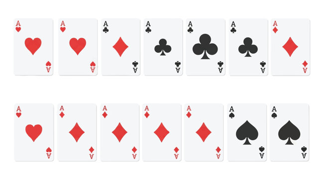 Complete Vector Set of Playing Cards for Poker and Casino Games with All Suits and Ranks