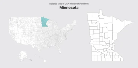 Vector US State and County Boundary Map. Minnesota map. © Tuna salmon