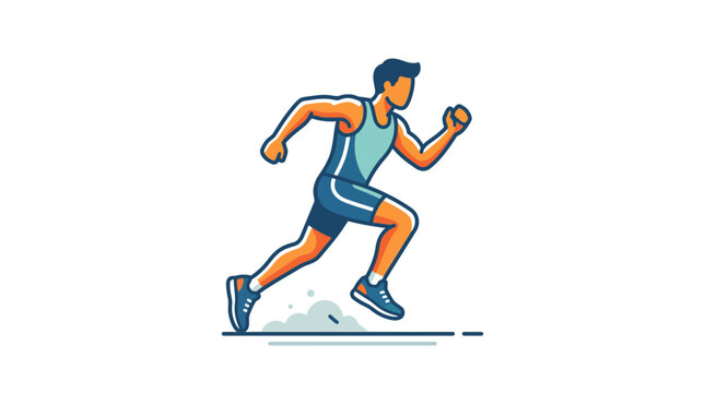 Fit Man Running Sprinting Athlete Marathon Runner Dynamic Motion