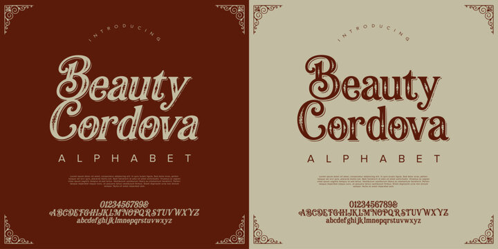 Beauty Cordova Vintage Serif Distressed Display Font Retro Classic Alphabet Vector