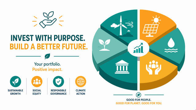 Illustrating the core principles of responsible investing, fostering sustainable growth and positive societal impact for a better future