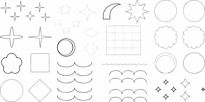 Collection Of Hand Drawn Geometric Shapes Line Art Style
