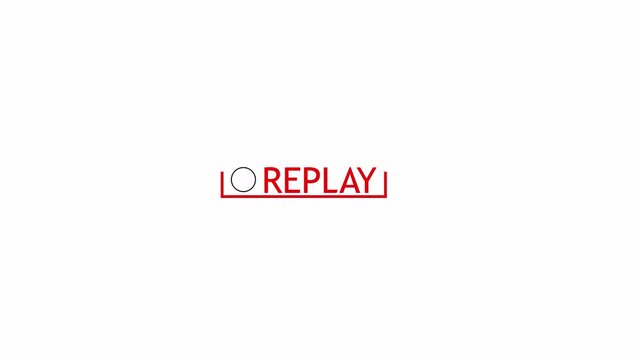  replay sign icon with red record dot on white background