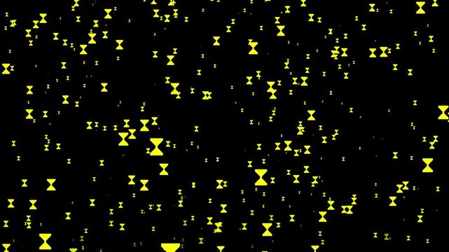 A shower of hourglasses. Alpha Channel. Seamless loop animation.