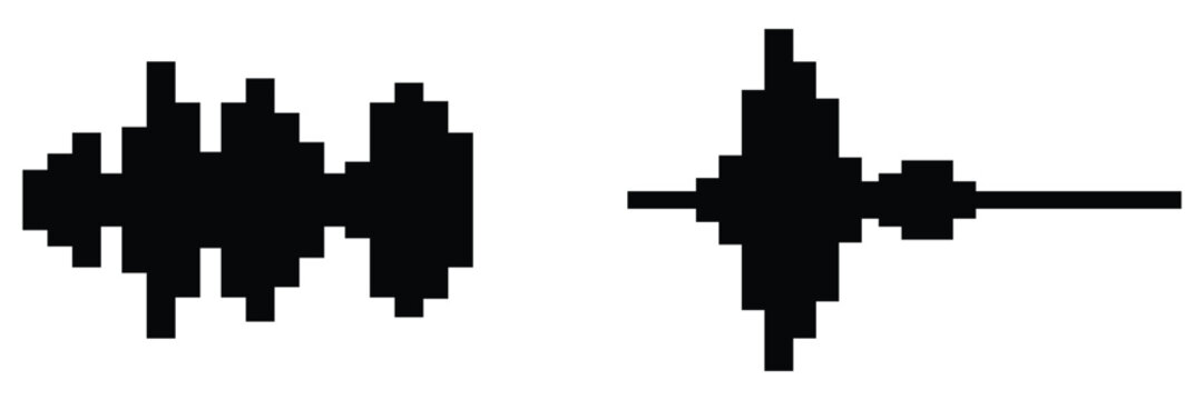 Modern pixel art black sound wave graphics depicting digital audio data and signal visualisation