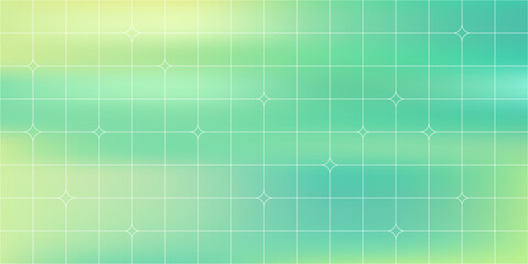 Fototapeta premium Line Geometric Grid Pattern on Pastel Gradient Green Background. Y2K Cute Spring Bg.
