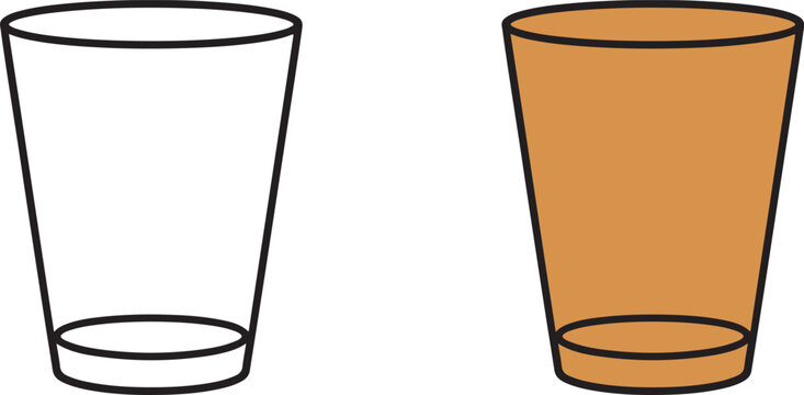 Two glasses, one empty and one filled with brown liquid