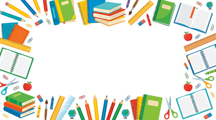 Obraz premium School Supplies Border Frame with Educational Objects and Copy Space
