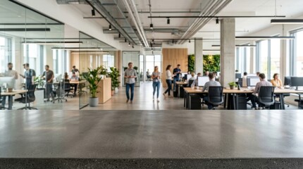 Fototapeta premium Modern Open Plan Office Space With Employees Working.
