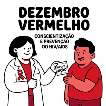 Dezembro Vermelho HIV AIDS Prevention Awareness Doctor Gives Information Card To Patient