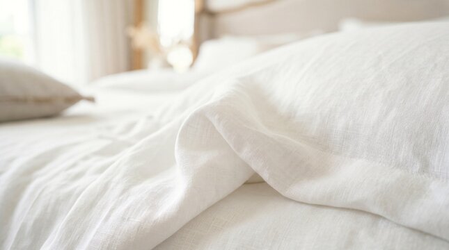 Close-up of White High Thread Count Bedding with Lace Detail