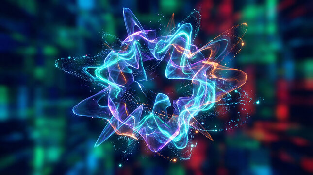 Vibrant futuristic energy explosion with glowing particles Generative AI