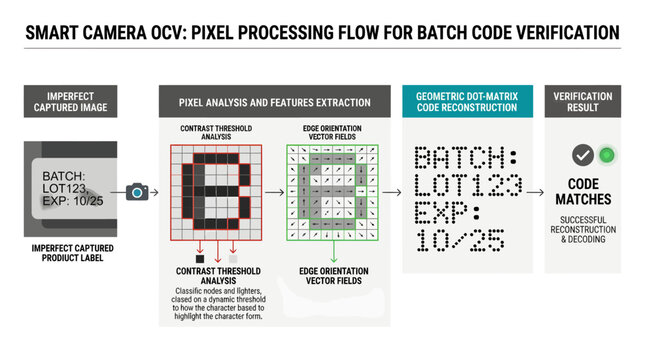 Advanced Pixel Processing Workflow for Automated Batch Code Verification Using Computer Vision Technology