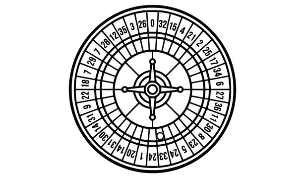 Modern Roulette Wheel Outline Symbol for Casino Jackpot and Betting Games
