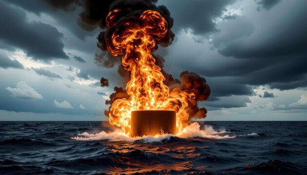 Underwater Explosion Amid Stormy Ocean
