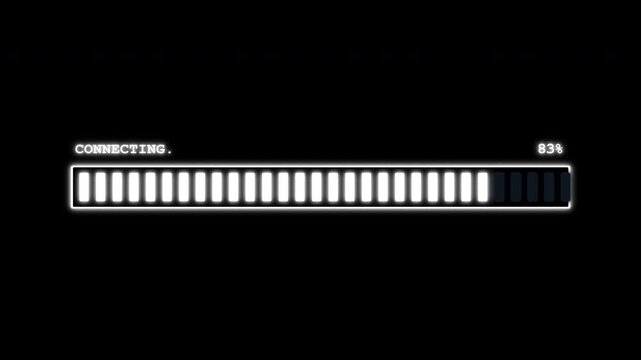 White glowing connecting progress bar on black background 4k